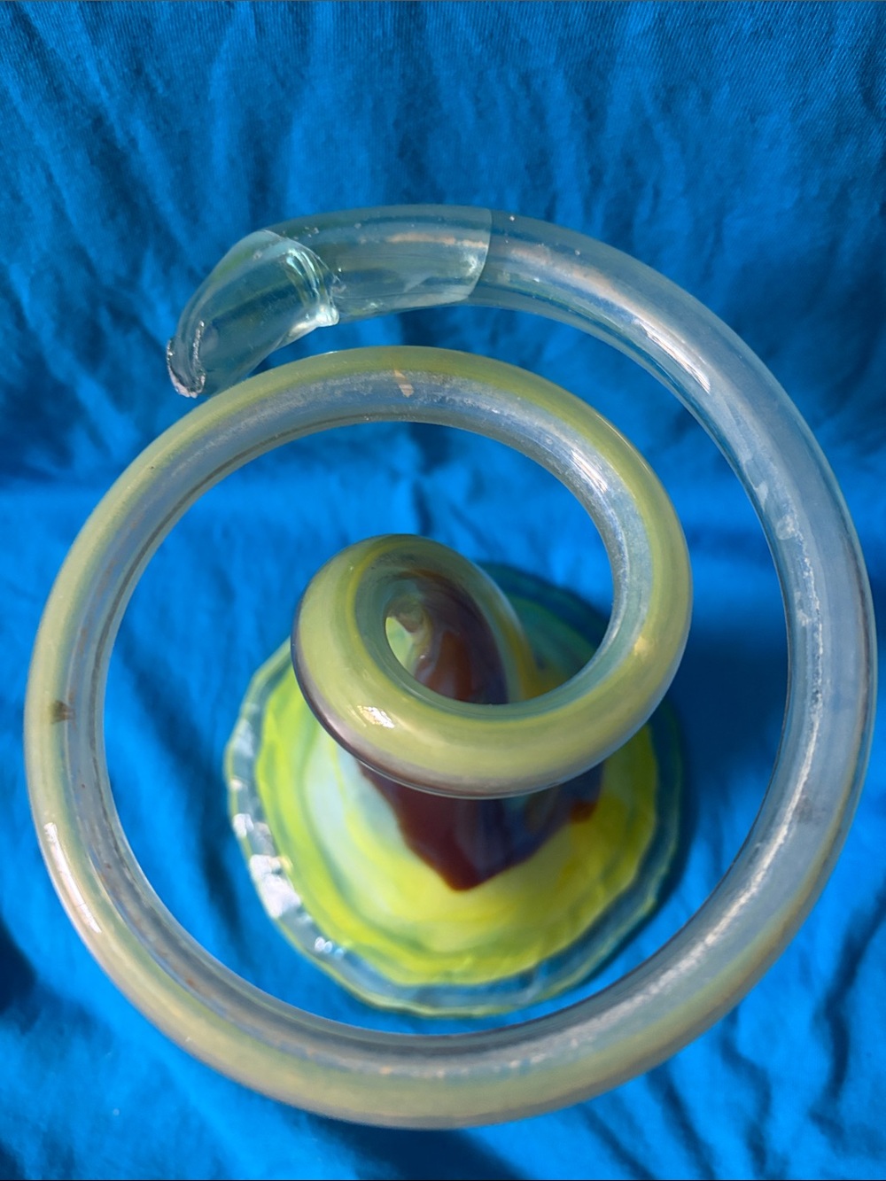 Art Glass Yellow Swirl Decorative Vase - Picture 3 of 3